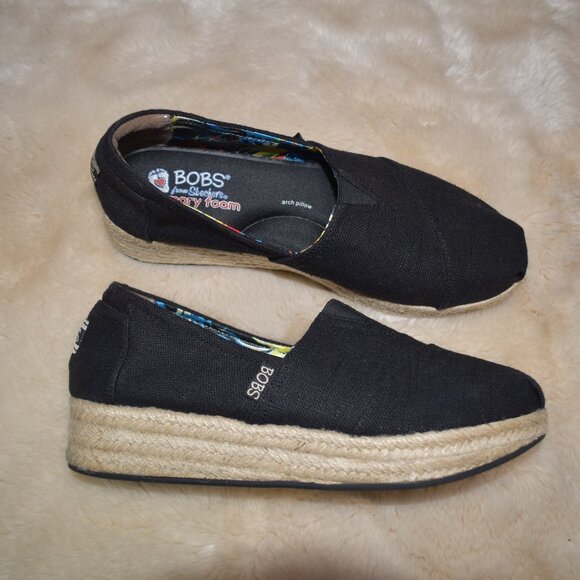 Bob’s from Skechers High Jinx Espadrilles Slip-On Platform Sneakers Size 8.5 Bla - Picture 8 of 13